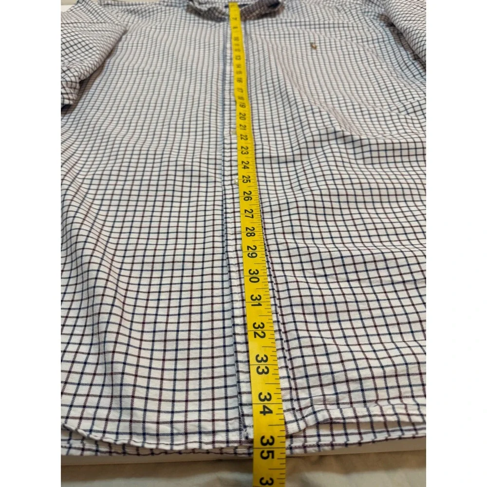 Polo Ralph Lauren Mens 2XLT Classic Fit Plaid Button Down Shirt Tall White Blue